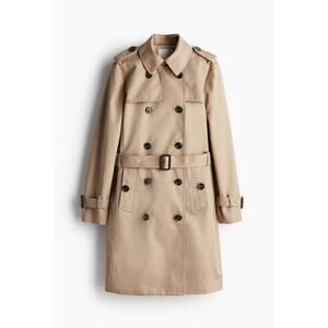 H&M Classic Beige Trench Coat Belted Double Breasted Jacket X-Small